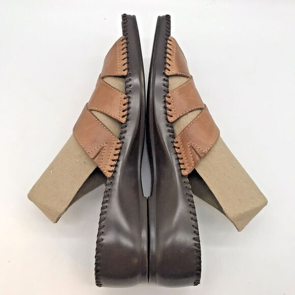 Naturalizer Risco Comfy Leather Slides Women's 8.5 Tan Open Toe Wedge Sandals - Picture 7 of 10